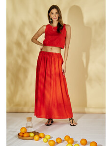 Monnari Sukne Ľanová sukňa v prírodnej farbe Červená