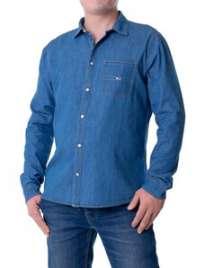 Tommy Hilfiger Tommy Jeans Tjm Bavlnená džínsová košeľa Mid Indigo M DM0DM08399-447 muži