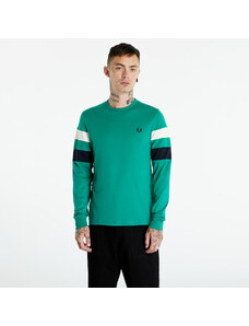 Pánske tričko FRED PERRY Panelled Sleeve LS T-shirt Fred Perry Green