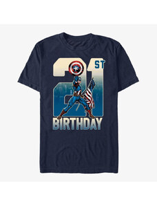 Pánske tričko Merch Marvel Avengers Classic - Capt America 21st Bday Unisex T-Shirt Navy Blue