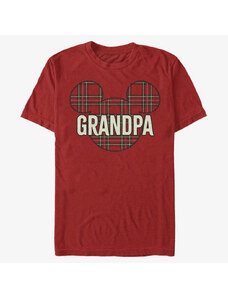 Pánske tričko Merch Disney Mickey Classic - Grandpa Holiday Patch Unisex T-Shirt Red