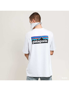 Pánske tričko Patagonia M's P6 Logo Responsibili Tee White
