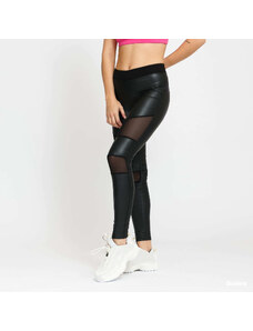 Dámske legíny Urban Classics Ladies Tech Mesh Faux Leather Leggings Black