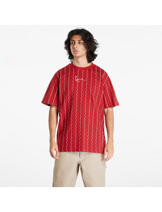 Pánske tričko Karl Kani Small Signature Ziczac Pinstripe Tee Dark Red/ Off White