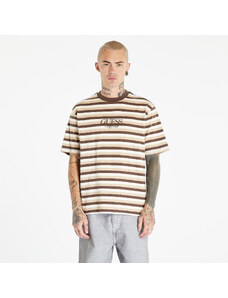 Guess Originals Pánske tričko GUESS Horizontal Stripe Tee Coarse Brown Multi