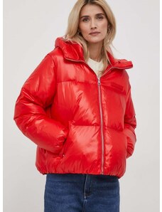 Páperová bunda Tommy Hilfiger dámska,červená farba,zimná,WW0WW40836