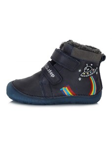 Detské chlapčenské zimné BAREFOOT topánky D.D.step royal blue W073-355 svietiace v tme