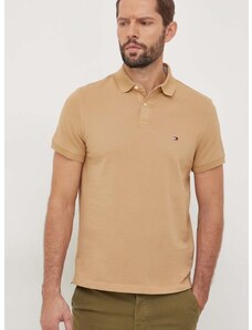 Polo tričko Tommy Hilfiger pánsky,hnedá farba,jednofarebný,MW0MW17770
