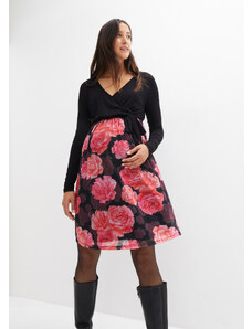 bonprix Materské šaty s kvetovanou potlačou, farba čierna