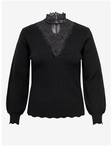 Čierny dámsky sveter s čipkou ONLY CARMAKOMA Rebecca - ženy