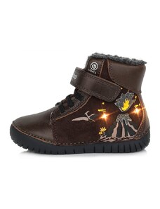 Detské chlapčenské zimné topánky blikajúce LED D.D.step chocolate W050-323B
