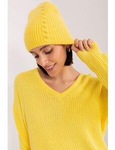 MladaModa Dámska čiapka so zirkónmi model 32811 žltá