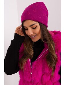 MladaModa Dámska čiapka so zirkónmi model 32585 tmavá ružová