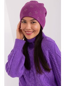 MladaModa Dámska čiapka so zirkónmi model 32585 tmavá fialová