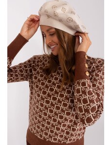 MladaModa Dámska čiapka baretka s aplikáciou model 31826 svetlá béžová