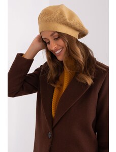 MladaModa Dámska čiapka baretka so zirkónmi model 60504 farba camel