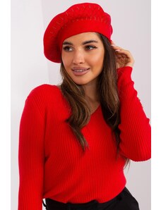 MladaModa Dámska čiapka baretka so zirkónmi model 60504 červená