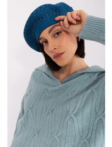 MladaModa Dámska čiapka baretka so zirkónmi model 60504 tmavá tyrkysová