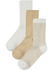 bonprix Pletené ponožky (3ks v balení) s recyklovaným polyesterom, farba béžová