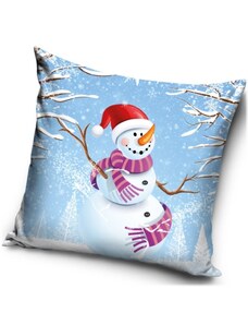 TipTrade (CZ) Vianočná obliečka na vankúš so snehuliakom - 40 x 40 cm