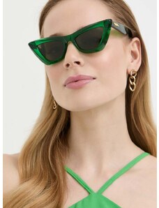 Slnečné okuliare Bottega Veneta dámske, zelená farba