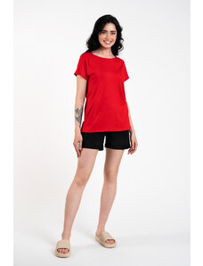 Italian Fashion Women's blouse Ksenia with short sleeves - red