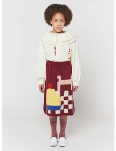 Dievčenská sukňa Bobo Choses bordová farba, midi, áčkový strih