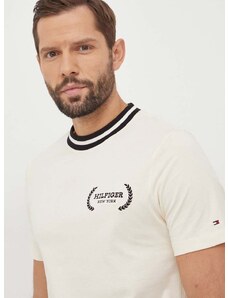 Bavlnené tričko Tommy Hilfiger pánsky,béžová farba,MW0MW33681