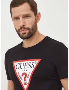 Bavlnené tričko Guess pánsky, čierna farba, s potlačou, M2YI71 I3Z14