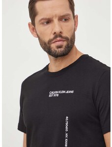 Bavlnené tričko Calvin Klein Jeans pánsky,čierna farba,s potlačou,J30J325065