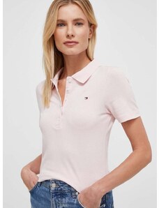 Polo tričko Tommy Hilfiger dámsky, ružová farba, WW0WW37823