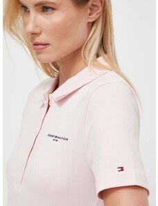 Polo tričko Tommy Hilfiger dámsky,ružová farba,WW0WW41032
