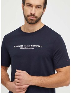 Bavlnené tričko Tommy Hilfiger pánsky,tmavomodrá farba,s potlačou,MW0MW33895