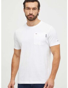 Bavlnené tričko Tommy Hilfiger pánsky, biela farba, jednofarebný, MW0MW33696