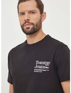 Bavlnené tričko Tommy Jeans pánsky,čierna farba,s potlačou,DM0DM18870