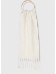 Šál Abercrombie & Fitch dámsky, biela farba, jednofarebný