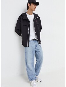 Bunda Tommy Jeans pánska,čierna farba,prechodná,DM0DM17983