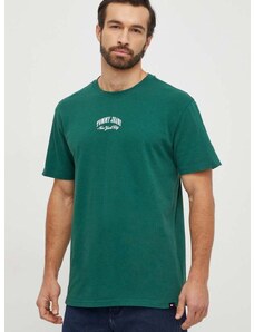 Bavlnené tričko Tommy Jeans pánsky, zelená farba, s nášivkou, DM0DM18275