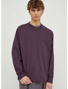 Bavlnené tričko s dlhým rukávom G-Star Raw fialová farba, jednofarebný