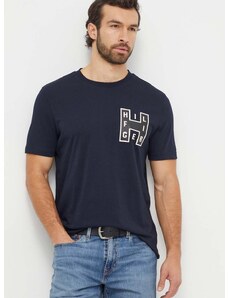 Bavlnené tričko Tommy Hilfiger pánsky, tmavomodrá farba, s potlačou, MW0MW33893
