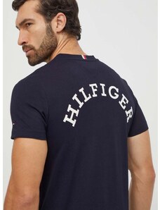 Bavlnené tričko Tommy Hilfiger pánsky, tmavomodrá farba, s potlačou, MW0MW33686