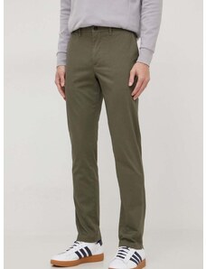 Nohavice Tommy Hilfiger pánske,zelená farba,rovné,MW0MW33938
