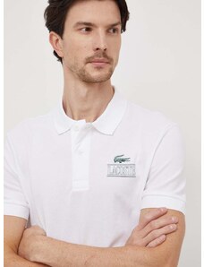Polo tričko Lacoste pánsky, biela farba, s potlačou