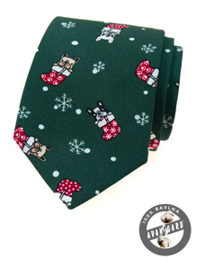 Zelená vianočná kravata s buldočkom Avantgard 561-51073