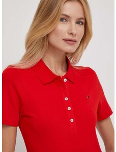 Polo tričko Tommy Hilfiger dámsky, červená farba
