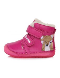 Detské dievčenské zimné BAREFOOT topánky D.D.step dark pink W070-353