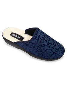 MJARTAN-Papuče s vlnenou stielkou - modré so vzorom