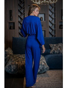 Loreen Sleepwear Wrap Top & Long Pants | Midnight Blue