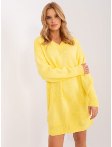 Fashionhunters Yellow knitted dress with wool