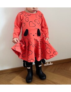 Miniworld Dievčenské šaty- Psíček, lososové